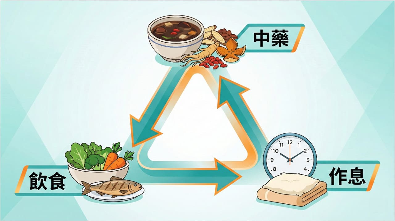 中醫調理三大要素：中藥處方、飲食控制與作息調整