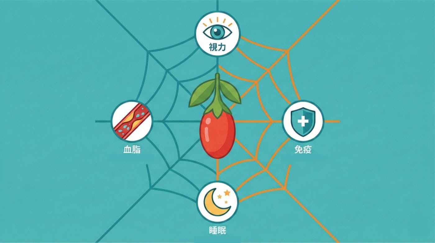 科學認證枸杞功效:護眼、免疫調節、助眠與降血脂機制圖解