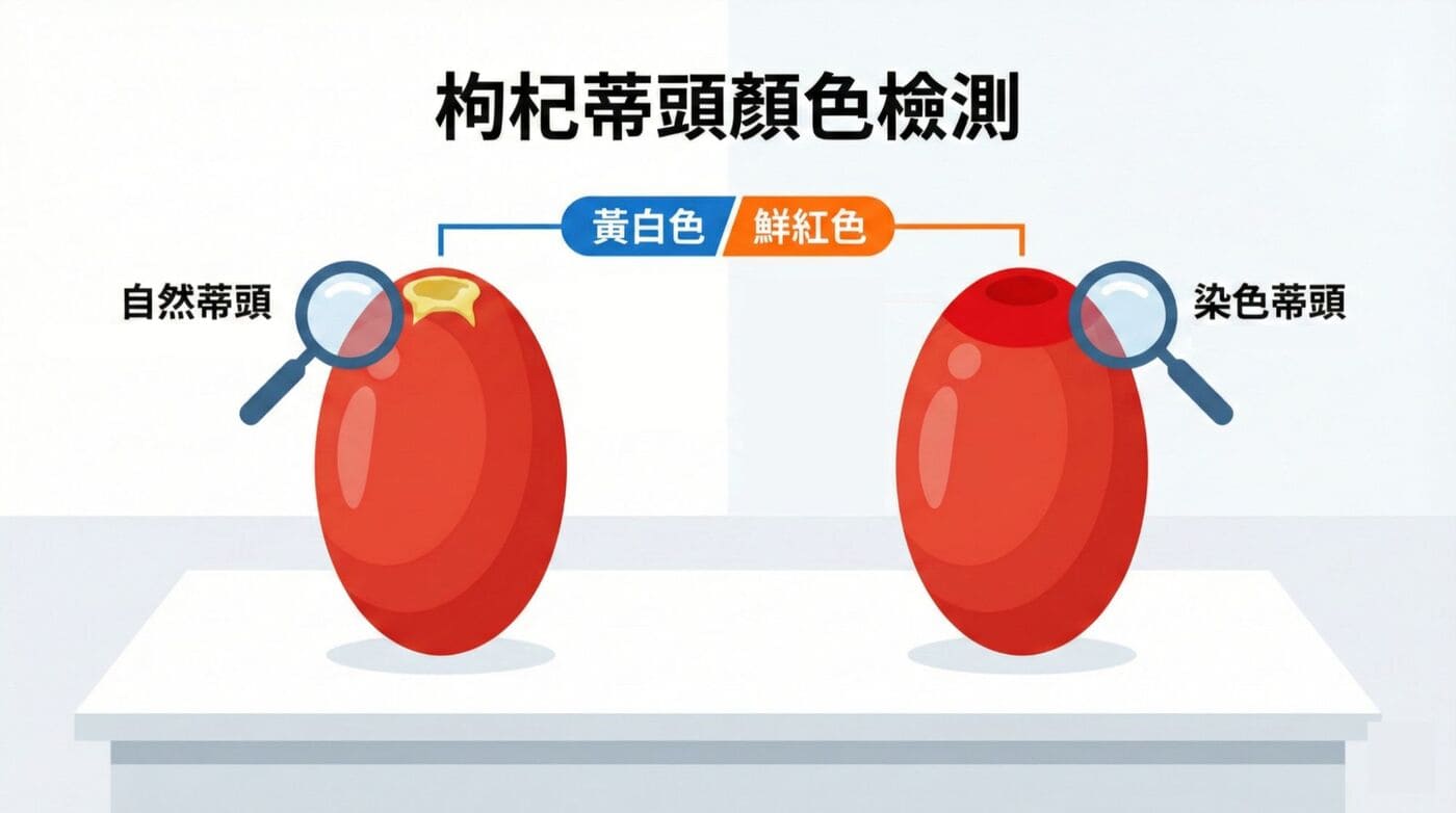 如何挑選天然枸杞:分辨染色枸杞與自然枸杞的蒂頭特徵